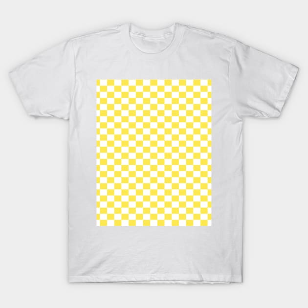 checkered Yellow and White T-Shirt by DragonTees